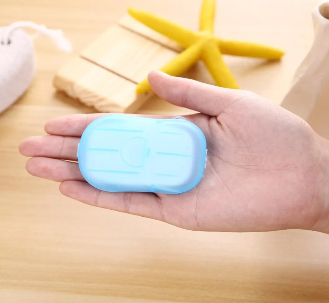 20PCSBOX Portable Mini Travel Soap Paper Washing Hand Bath Clean Scented Slice Sheets Disponable Boxe Soap Disinfectant Soap Pape2223760