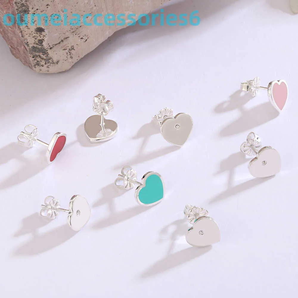 2024 Designer Luxury Brand Jewelry Stud Di Jia Earstuds Boutique Valentines Day Gift Heart Shaped Drop Glue Enamel Simple Earrings