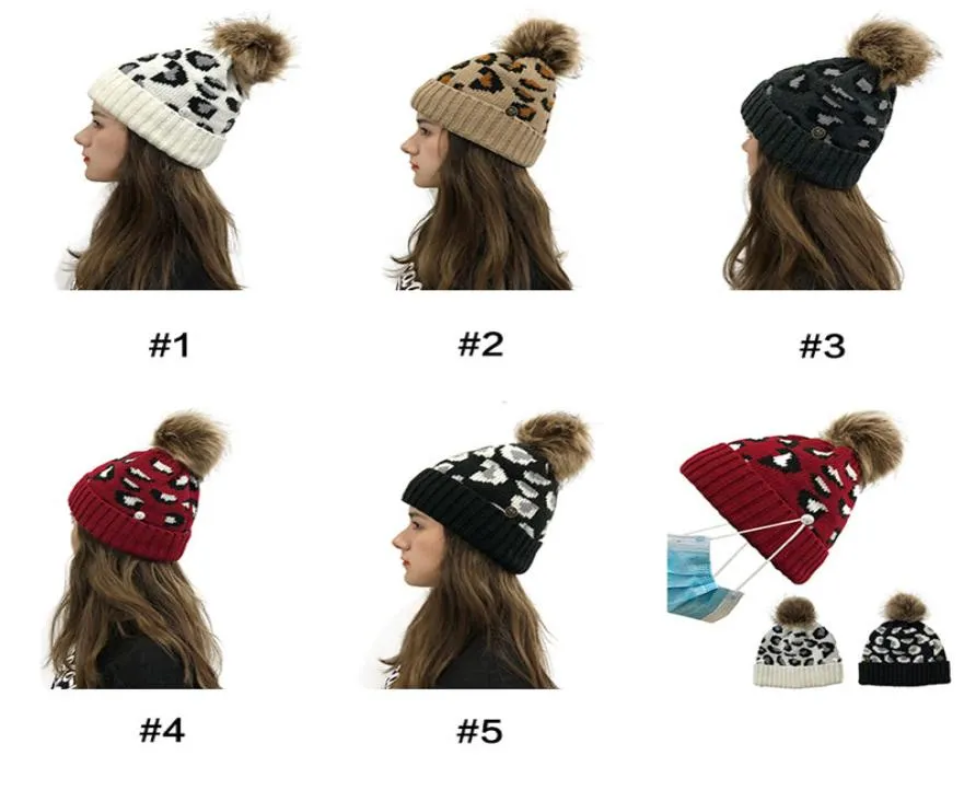 DHL CRISS CROSS POM BEUBEIES WIND WINTER WINTINGENT HAPS BEANIE BEANIE BEAPOM POMPOM HAT LEOPARD CROSS CA4494108