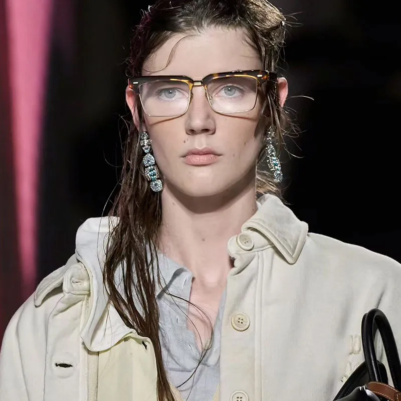 Miu Runway Womens Designer Sunglasses Acetate Metal Square Frame