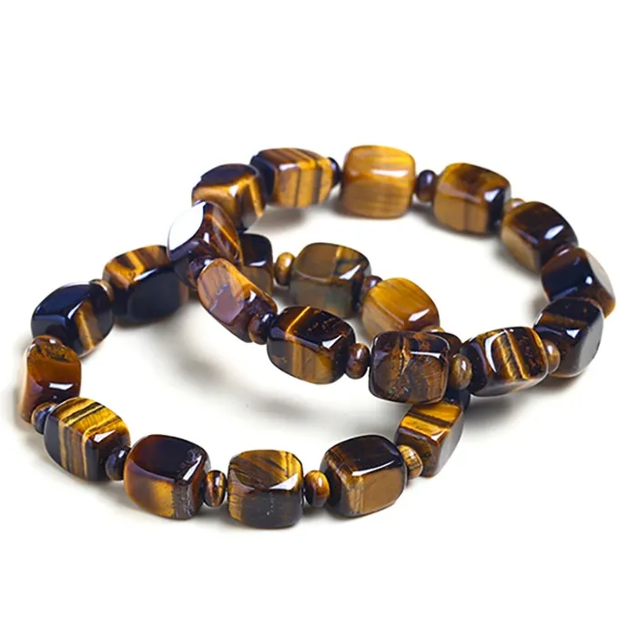 Tiger Eye Box Natural Stone Bracelet Square Natural Gemstones Beaded Bracelets for Women Men Fashion Jewelry