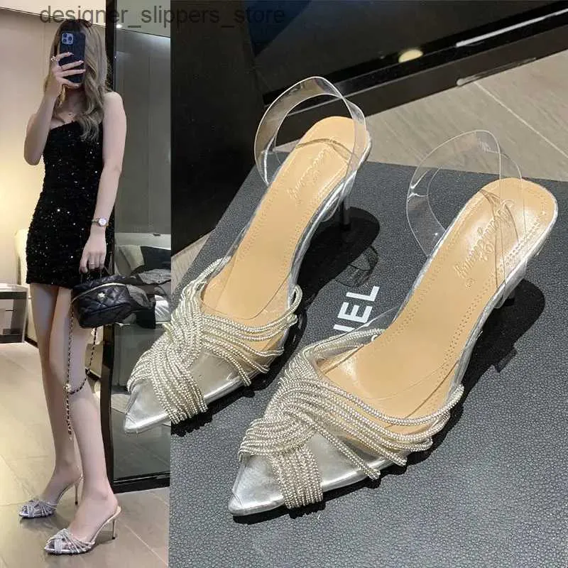 Chaussures habillées 35-43 chaussures à talons hauts de conception transparente sandales pour femmes Q240314