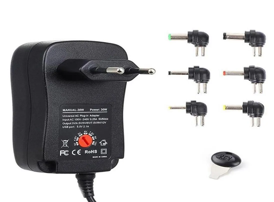 312V 30W 21A ACDC Adapter zasilacza Uniwersalna ładowarka z 6 wtyczkami regulowane napięcie regulowane adaptera474131475908