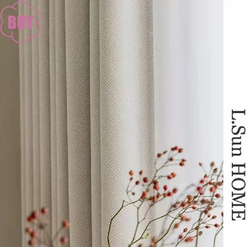 Curtains Explosion Style Balcony Curtains for Living Dining Room Bedroom Cream White Cotton Linen Shading Precision Monotonous Home Decor