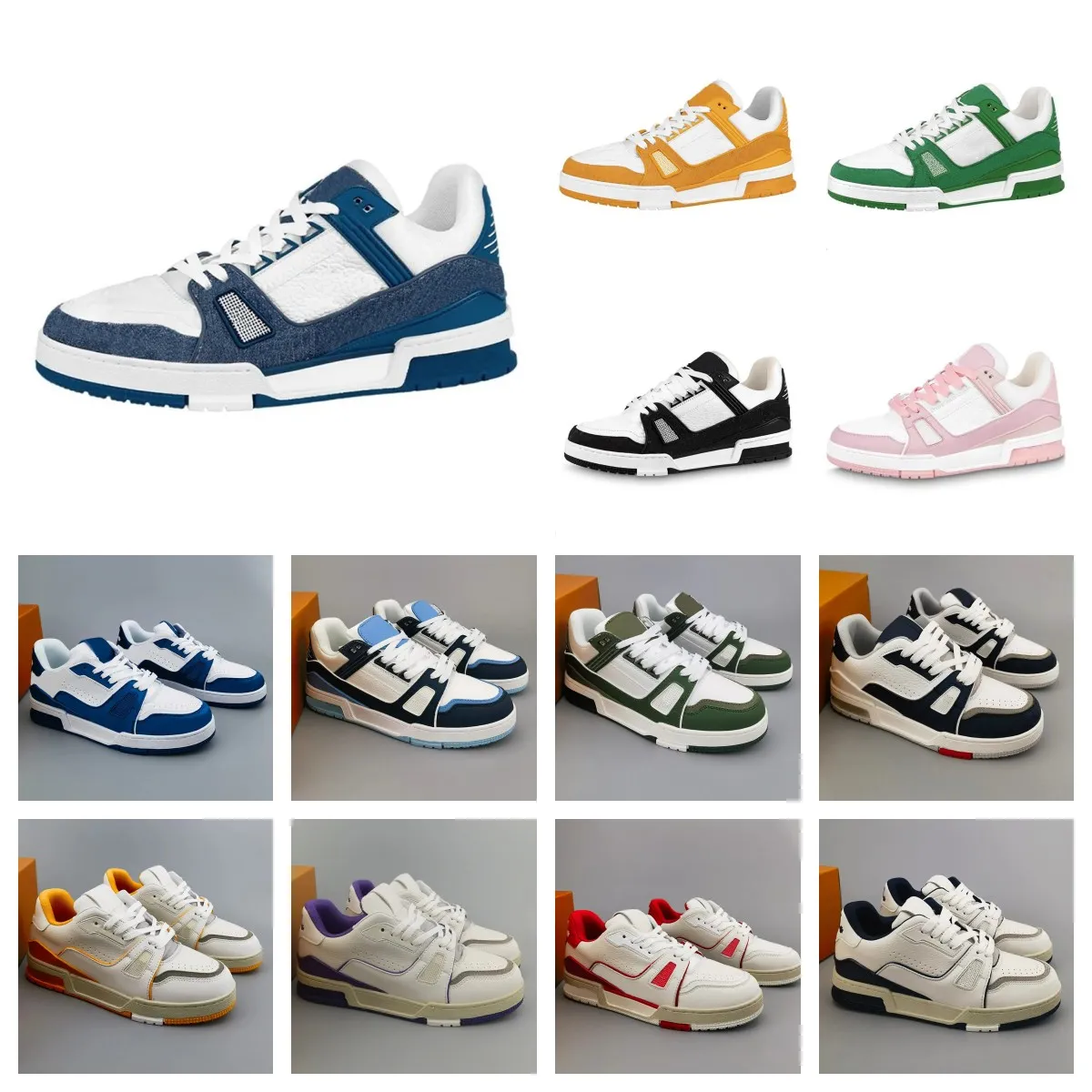 Designer-Schuhe, Freizeitschuhe für Herren und Damen, Sportschuhe, dicke Sohle, dreifach schwarz, blau, gelb, grün, Denim-Farbe, Cartoon-Buchstaben, dicke Sohle, äußerer Zoom-Sneaker, Trainer 36–45