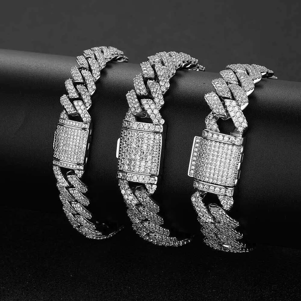 Flip Button Diamond Cuban Trendy Brand Personalized Hip-hop Zircon Men's Bracelet Accessory