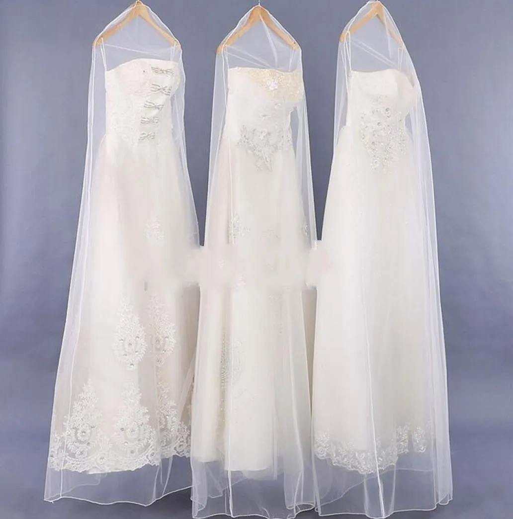 50pcs haute qualité Transparent robe de mariée cache-poussière doux Tulle vêtements sacs robe de mariée Net fil sac 160cm 180cm9370414