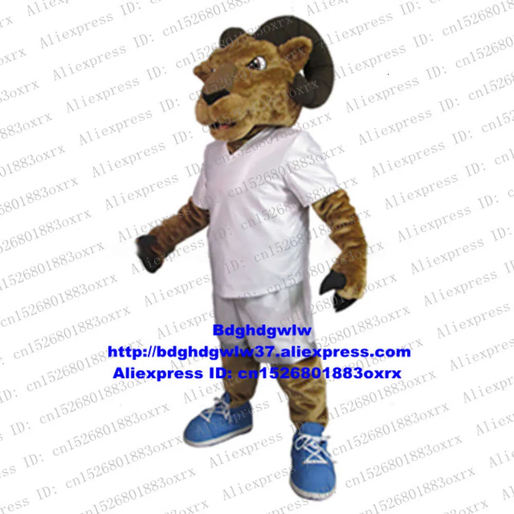 Trajes da mascote marrom bighorn ovelha ram antílope gazela cabra mascote traje adulto personagem de desenho animado quadrado publicidade rua pedestre zx1843