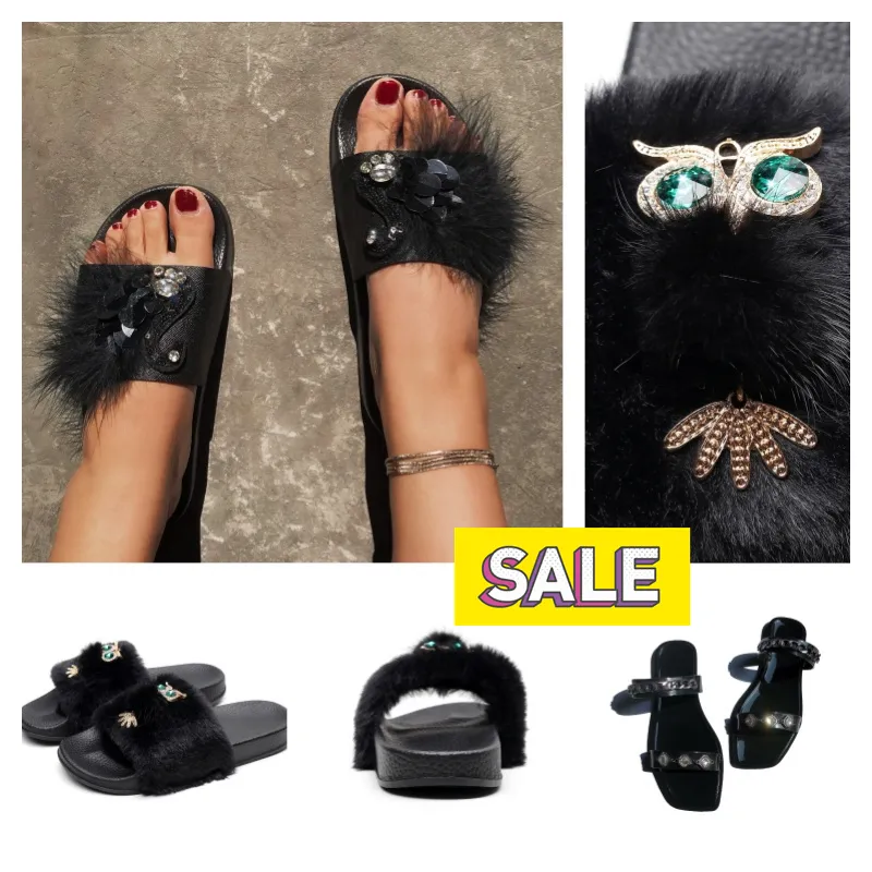 2024 Sandales de créateurs Femmes Cuir Casual Chaussures Sandales romaines Talon plat Diamant Boucle tissée Pantoufles GAI Casual Fond épais Noir