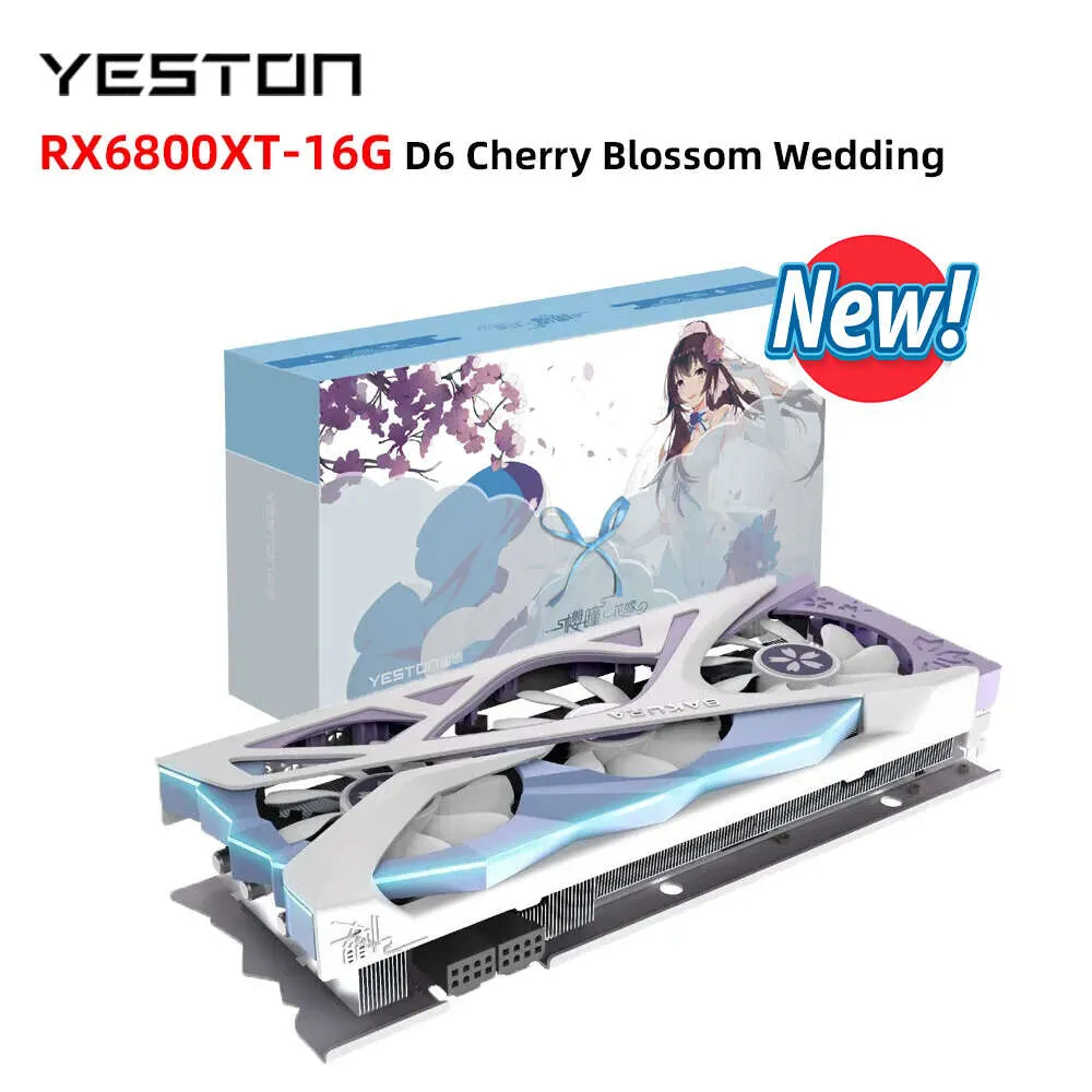 YESTON 100% 새로운 그래픽 카드 RX6800XT RX6600 RX6650XT RX6750XT RX6500XT 게임 AMD GPU 비디오 카드 데스크톱 Placa DE 비디오