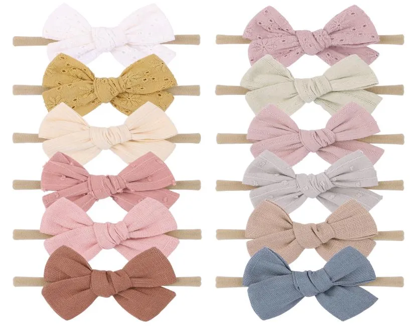 Hoofdbanden voor babymeisjes Nylon Strik Effen kleur Haarbanden Kinderen Kinderen Eenvoudig Zacht Haaraccessoires Strik Hoofddeksels voor peuter KHA316492547