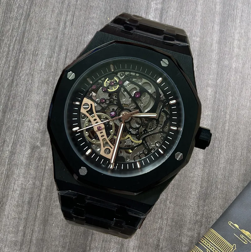 Relógio mecânico automático masculino qualidade aaa 904L totalmente em aço inoxidável designer oco moda clássica vidro safira luminoso à prova d'água montre de lux