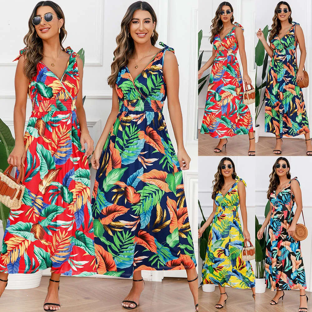 strapless open back dress Mommy and Me Matching Family Hawaiian Outfits Tropical Floral Print St
