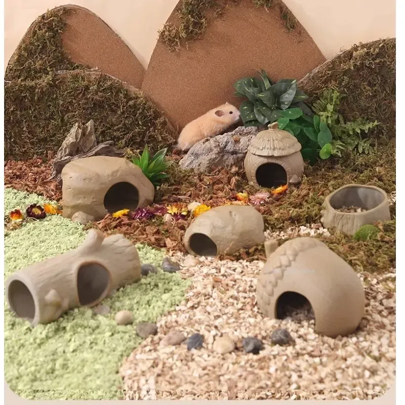 Cages Coarse ceramic small pet small house Hamster gerbil Special ceramic hut Sleeping nest Small pets summer cooling supplies