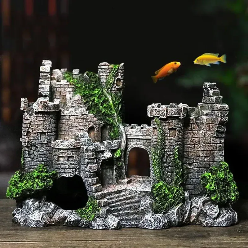 Decoraties Hars Kunstmatige Aquarium Oude Aquarium Decoratie Rock Cave Building Decor Ornament Aquatische Landschapsarchitectuur Dropshipping