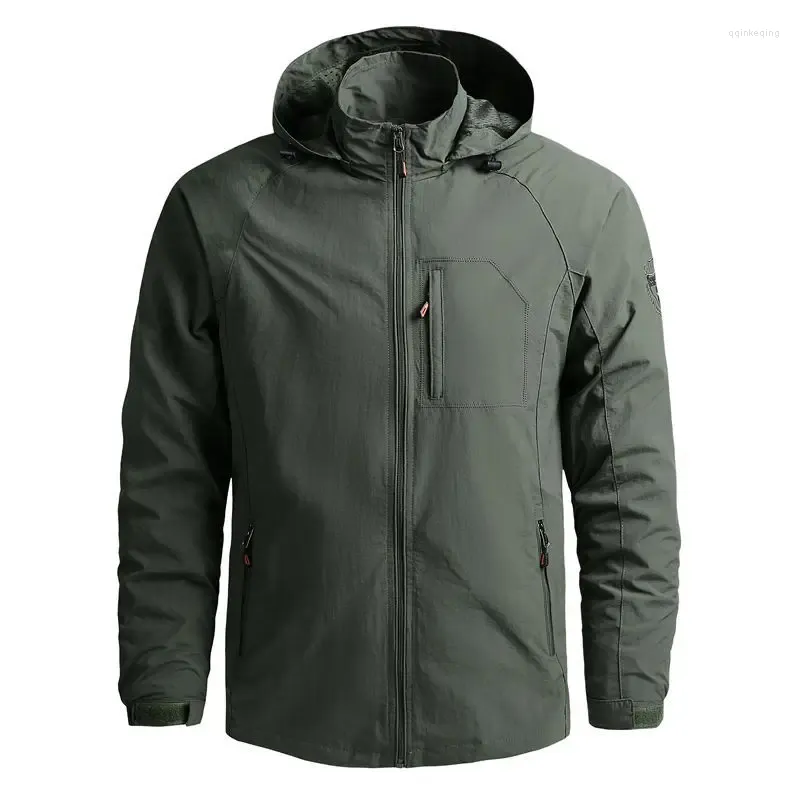 Herrenjacken Frühlings- und Herbstjacke Thin Mountain Hardshell Schnelltrocknender Windjacke mit Kapuze Outdoor-Sportarten