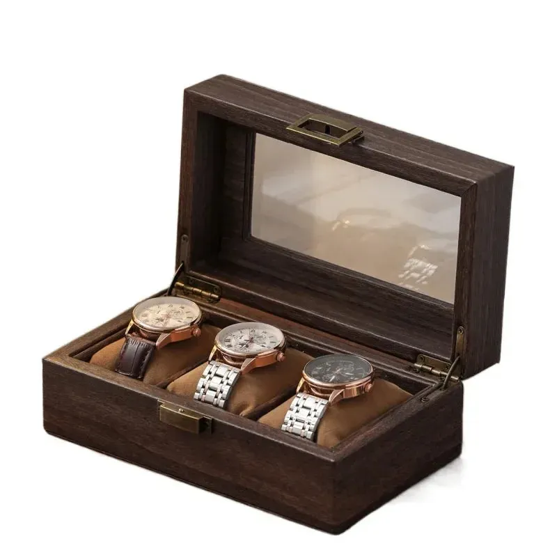 Scatola per orologi in pelle trasparente scatola per orologi con tetto apribile, scatola per orologi, espositore per collezione, accessori per organizer 240314