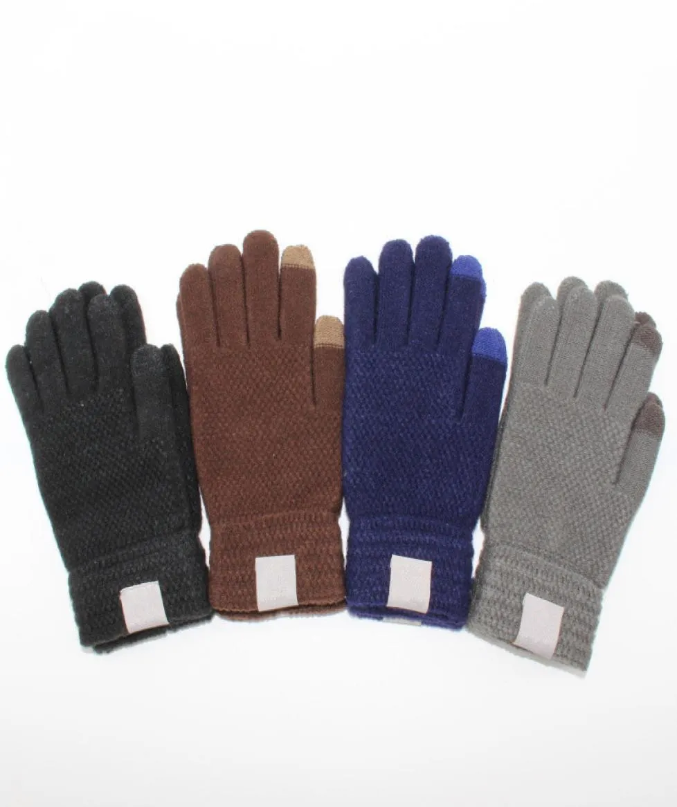 Fashion Letter Knitted Gloves Winter Touch Screen Telefingers Glove Label Designer Thickened Warm Mittens Outdoor Riding Full Fing1860360