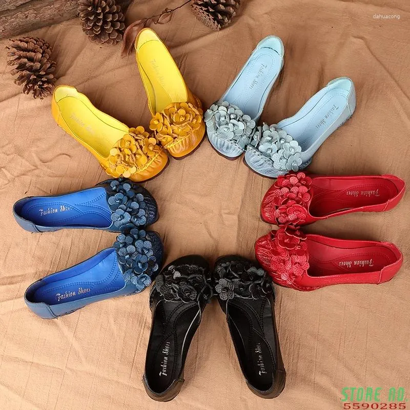 Casual Shoes Boho Ethnic Style Flat Women Designer Loafers Genuine Leather Elegant Ladies Slip On Comfortable Driving