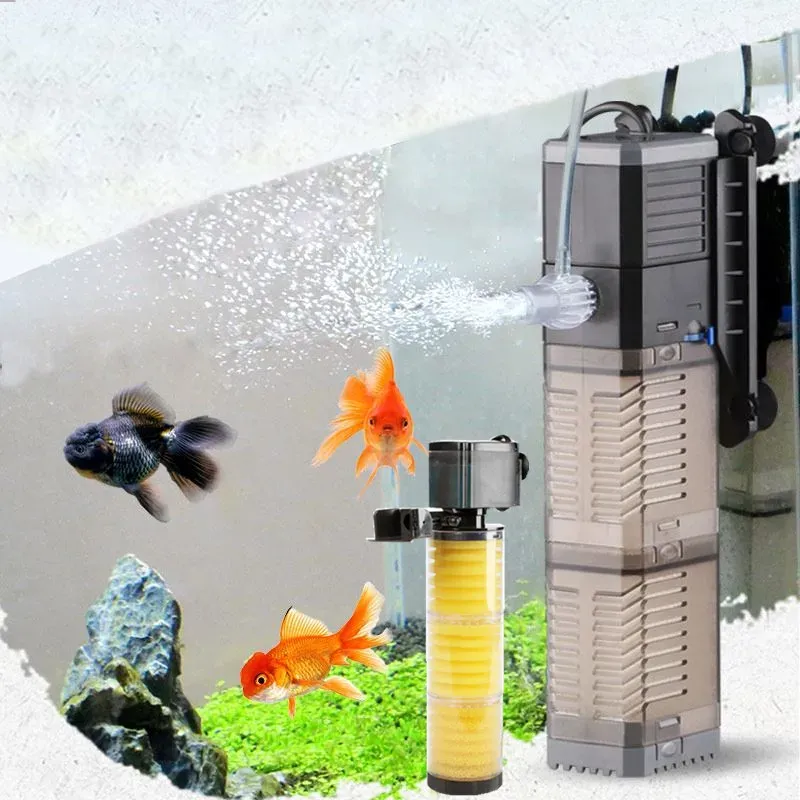 Accessoires 3 en 1 filtre d'aquarium filtre de réservoir de poisson pour aquarium pompe à air augmentation de l'oxygène de l'air filtre interne d'aquarium filtre de pompe d'aquarium