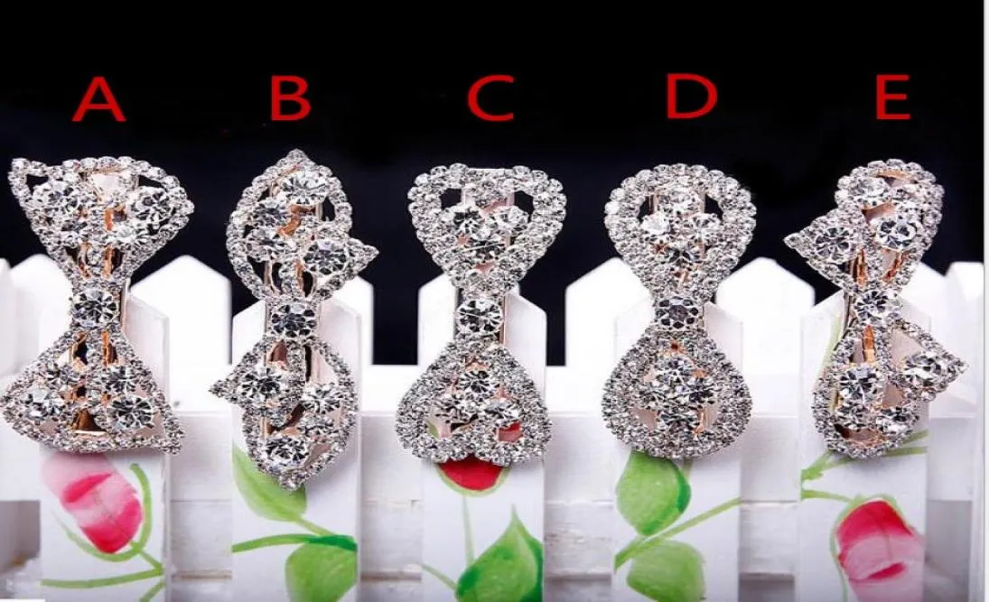 Coiffes de mariage de haute qualité Bling cristal strass pince à cheveux exquise accessoires de cheveux arc argent plissé pour les femmes 6894720