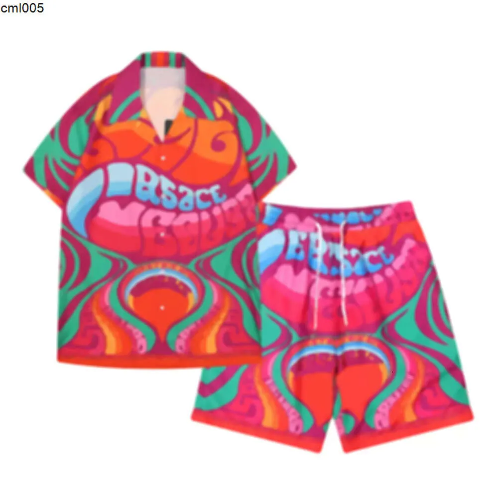 Completo tuta Set Moda Bowling Hawaii Designer Uomo Camicie casual Set Lettera floreale Stampa Estate Vacanza al mare Abiti da spiaggia Tsmb
