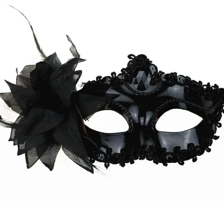 Venetian masquerade Dance Ball Mask Wedding Party Fancy Dress eyemask On Stick Masks Lily Flower Lace Feather Held Stick Mask