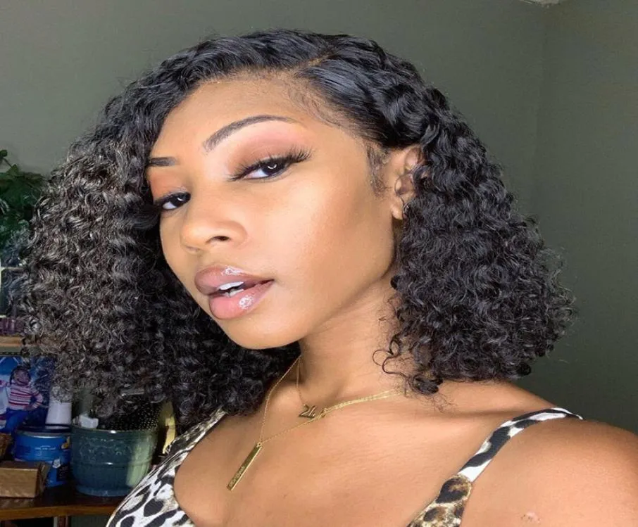 Human Hair Lace Front Bob Wigs Brazilian Curly Short Full Lace Wig with Baby Hair Side Part Glueless Lace Front Wig for Women8720918