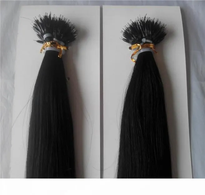 High Quality 14quot28quotNano Rings INDIAN REMY Human Hair Extensions 100g pk 1g s Color 1 Jet Black Nano Tip Hair Extension9287444