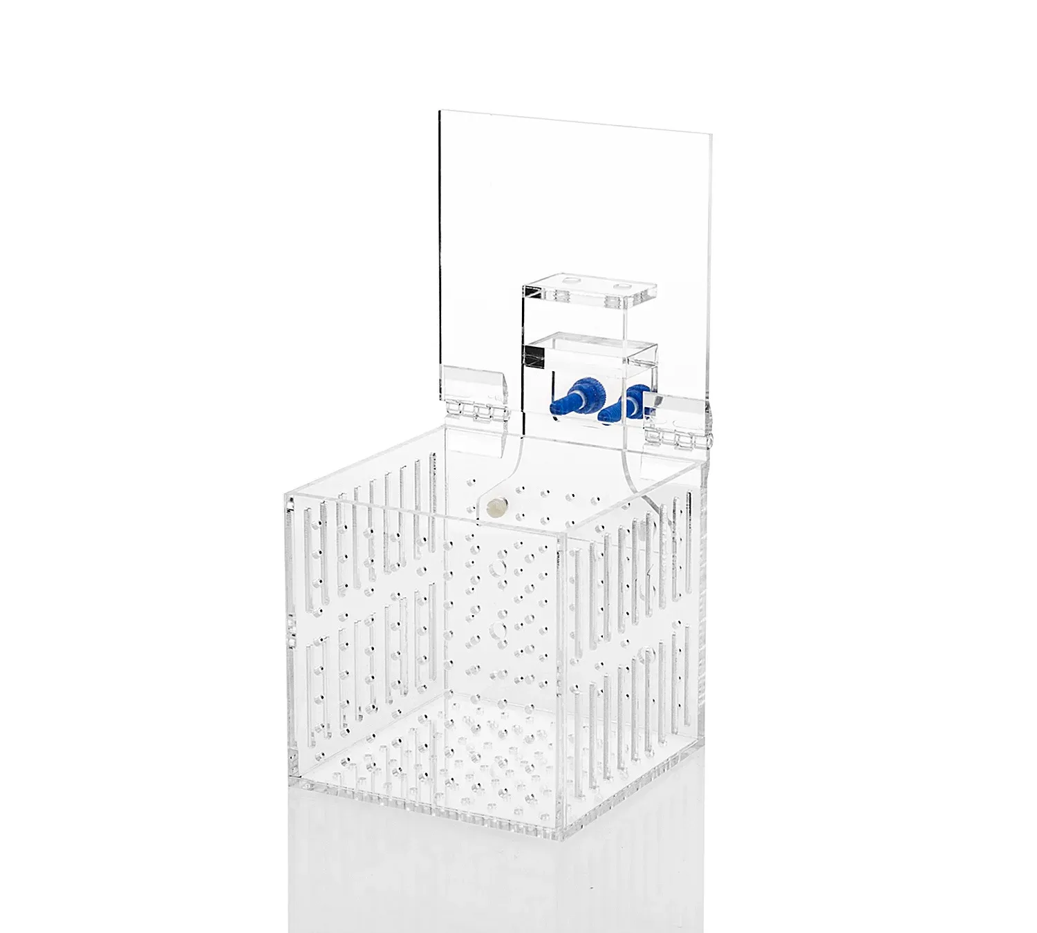 Pièces Boîte d'isolation marine multifonctionnelle pour poissons, aquarium en acrylique à cellules simples et doubles avec porte d'entrée et lucarne