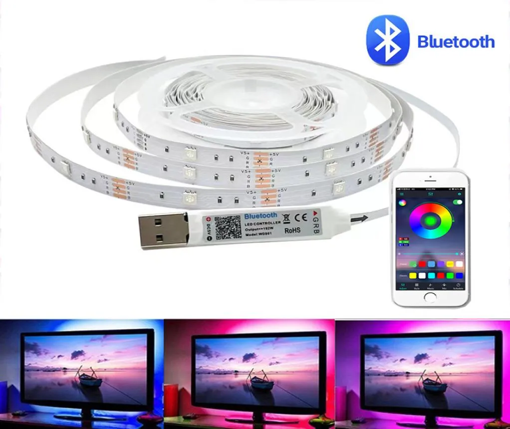 LEDストリップライト1M2M3M4M5M 5050 DC5V防水USBフレキシブルRGB TVストリップバックライトBluetooth Appコントロールテープライト2781284