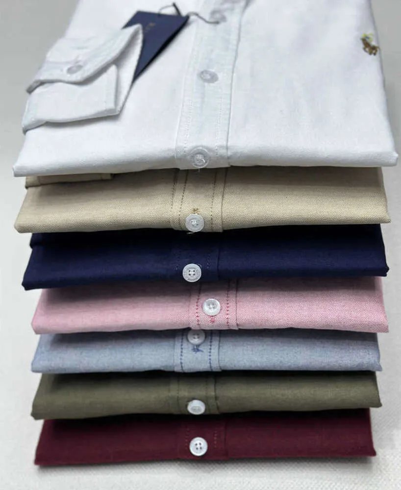 2024 Herren Casual Polo Ralphs Langarm Frühling und Herbst Business Baumwolle Oxford bügelfrei Slim Paul formelles Hemd hohe Qualität 5551ess