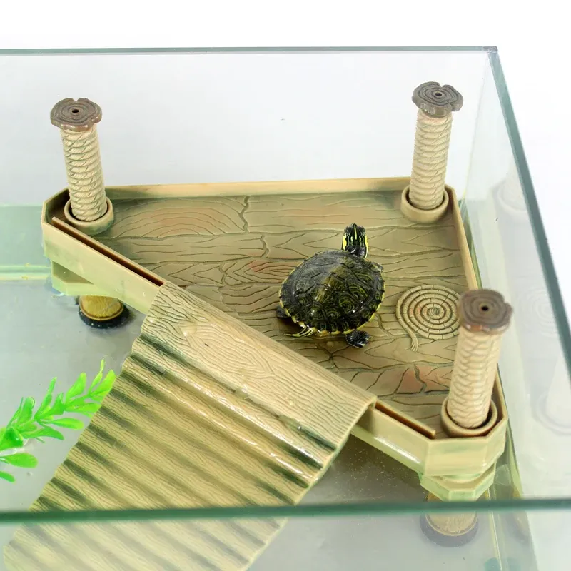 Dekoracje Turtle Terrace Floating Island Reptile Frog Aquatic Climbing Platforma Dekorun