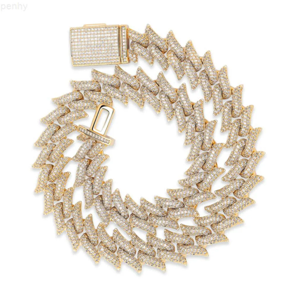 Gems Neue Farbe Moissanit Vvs Diamant Buchstaben Halsband Cuban Link Kette Prong Hip Hop Halskette für Männer Mode Schmuck