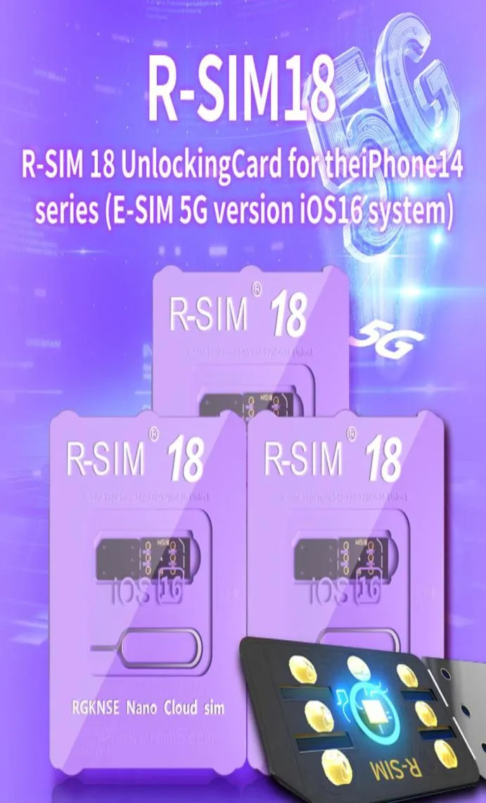 Scheda di sblocco RSIM18 RSIM 18 Sblocco per serie iPhone14 Versione ESIM 5G Sistema iOS16 14PRO MAX 13PRO 13mini1211 Xs max4240452