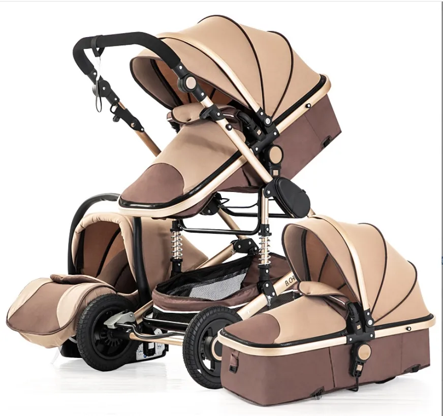 Barnvagnar# mtifunktionell 3 i 1 baby barnvagn bärbar hög landskap 4 hjul fällbara vagn guld födda droppleverans barn m ot9bh