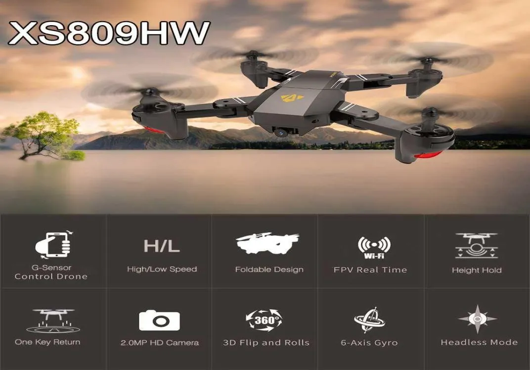 Dron z kamerą XS809 XS809W FPV Dron Dron RC Helikopter zdalne sterowanie Visuo XS809HW Foldable6794540