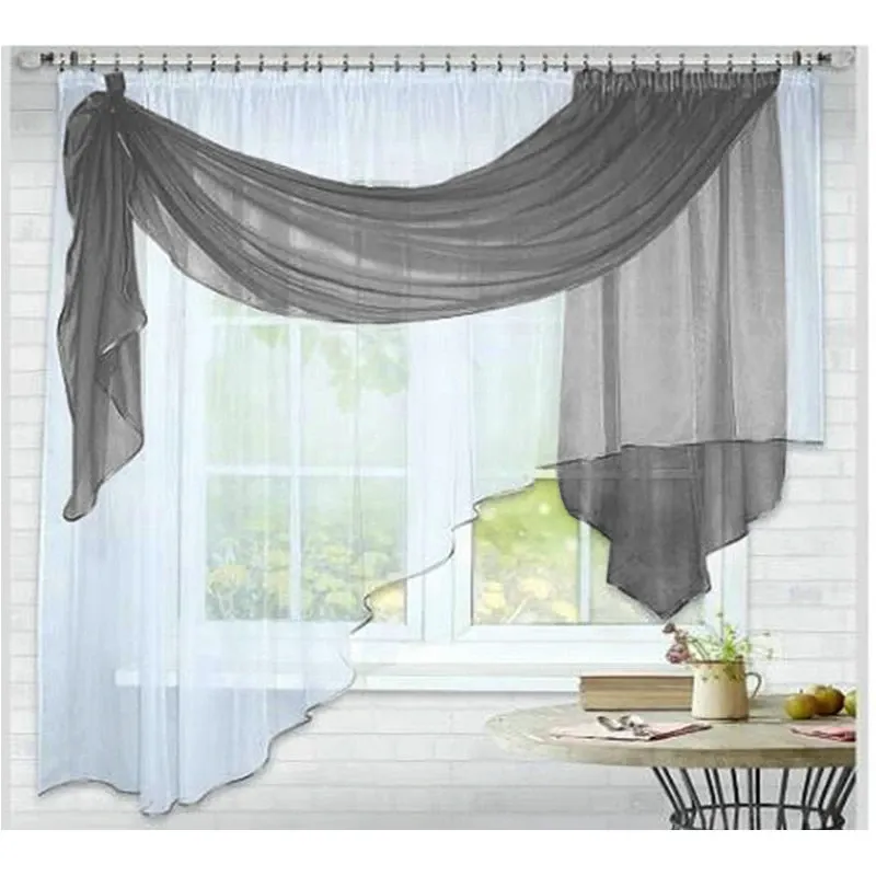 Curtains Fashion Scarf Valance Design Quality Voile Livingroom Kitchen Bedroom Window Treatments Curtain 1PCS