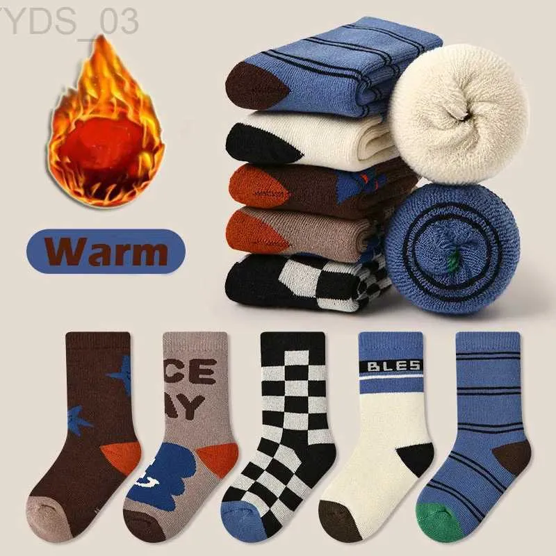 Детские носки Детские носки Зимние достаточно теплые детские хлопковые носки Детские плюшевые утепленные носки до середины икры От 1 до 12 лет Носки для девочек и мальчиков YQ240314