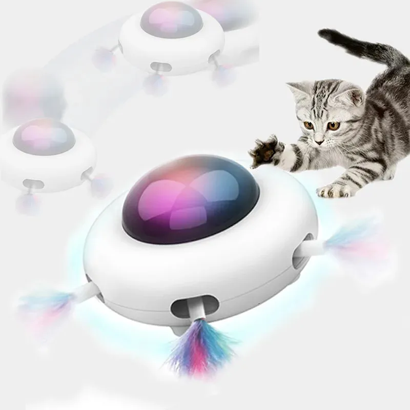 Automatique Plume Teaser Chat Jouets Activité Interactive Électrique Fou Jouets Pour Chatons Chat Intelligent USB Rechargeable LED 240309