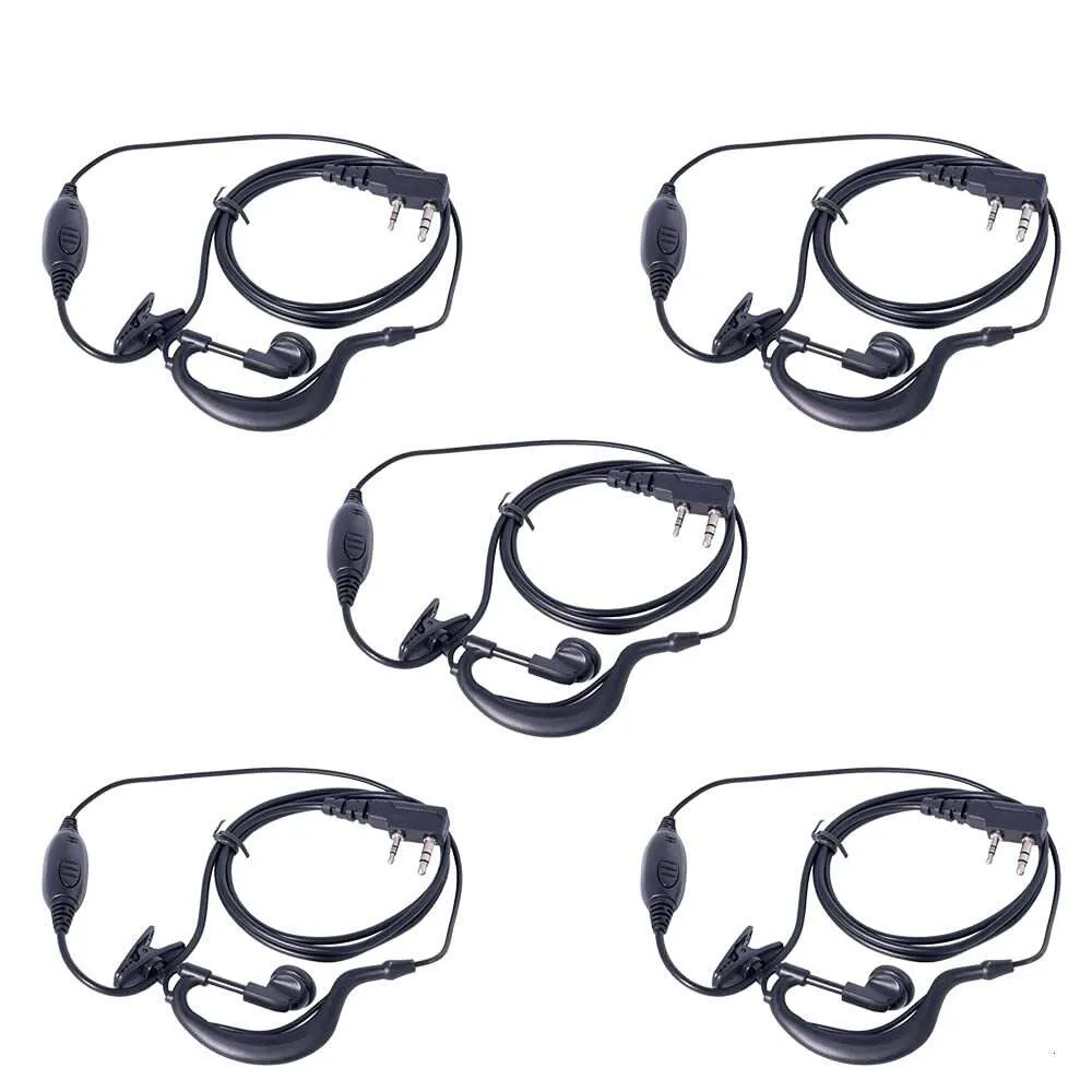 5 Pack 2 Pin PTT Ear-Hook Earpiece Headset Mic för Walkie Talkie Earphone