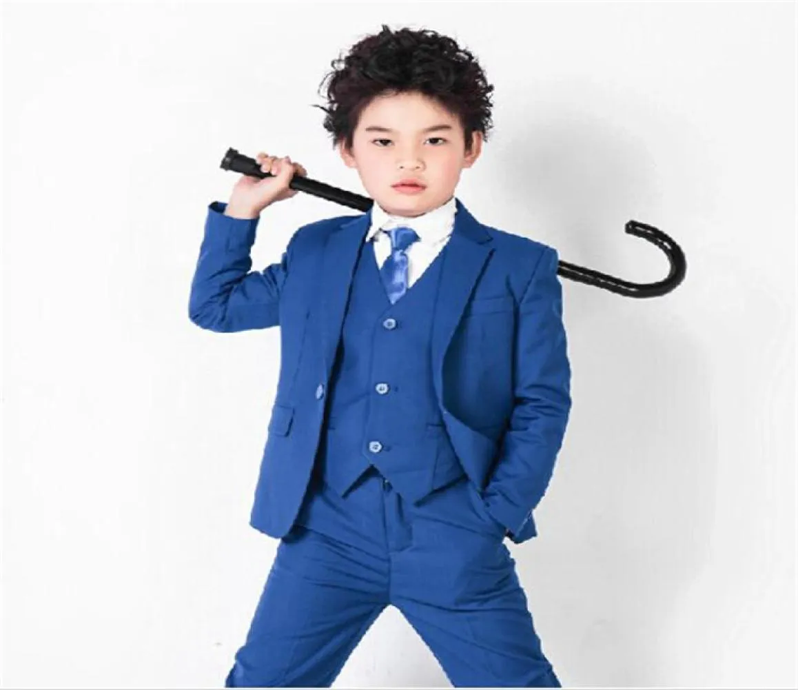 Three Piece Royal Blue Boys Wedding Suits Flower Children Formal Party Tuxedos 2018 Jacket Pants Vest7039293