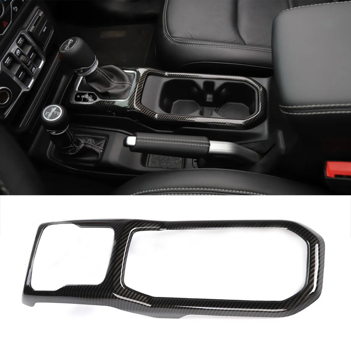 Cadre de changement de vitesse ABS en fibre de carbone, couverture de décoration de panneau adaptée à la Jeep Wrangler JL 2018, accessoires d'intérieur automobile 9672778