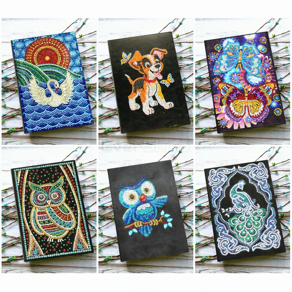 Stitch EverShine Diamond Painting Notebook Special Shaped Animals Rhinestones Pictures Full Display Diary Book 60 Pages A5 Notebook