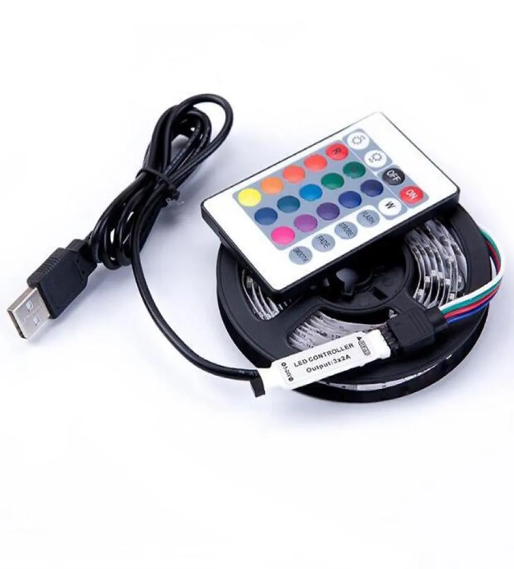 5V USB LEDストリップライト1M 2M 3M 4M 5MウォームホワイトRGB 2835テレビバックグラウンド照明デコラシオンフェアリーライト3キーコントロール4560412