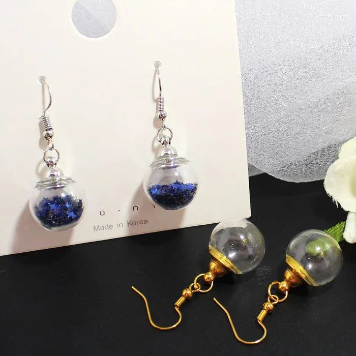 Dangle Earrings 1Pair Glass Ball With Preglued Screw Cap Earring Globe Transparent Clear Jewelry Gift