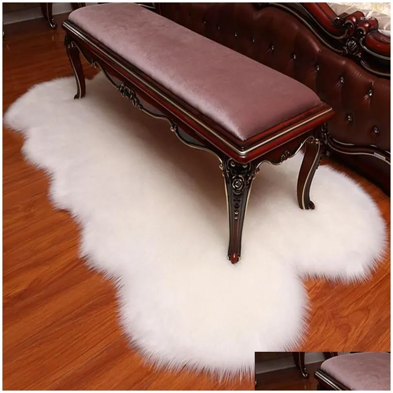 Dywany duże rozmiar Faux Sheepsyc krzesło er ciepłe owłosie wełniane dywan podkładka siedziska długa skóra futra gładka puszyste dywaniki 1x2m 4p kształt dhqjm