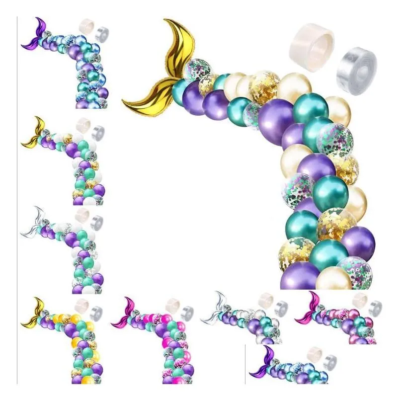 Dekoracja imprezy syrena ogonowa balon pod okiem morze impreza Dekoracja urodzin Garland Arch Zestaw Pography Drop Gelive Dh8fw