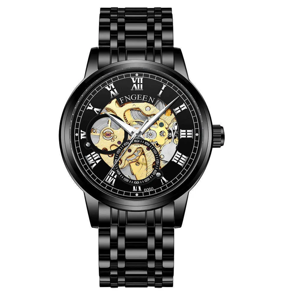 Montre mécanique pour hommes, filet rouge, produits tranchants, étanche, lumineuse, entièrement automatique, marque tendance, montre dominatrice pour hommes