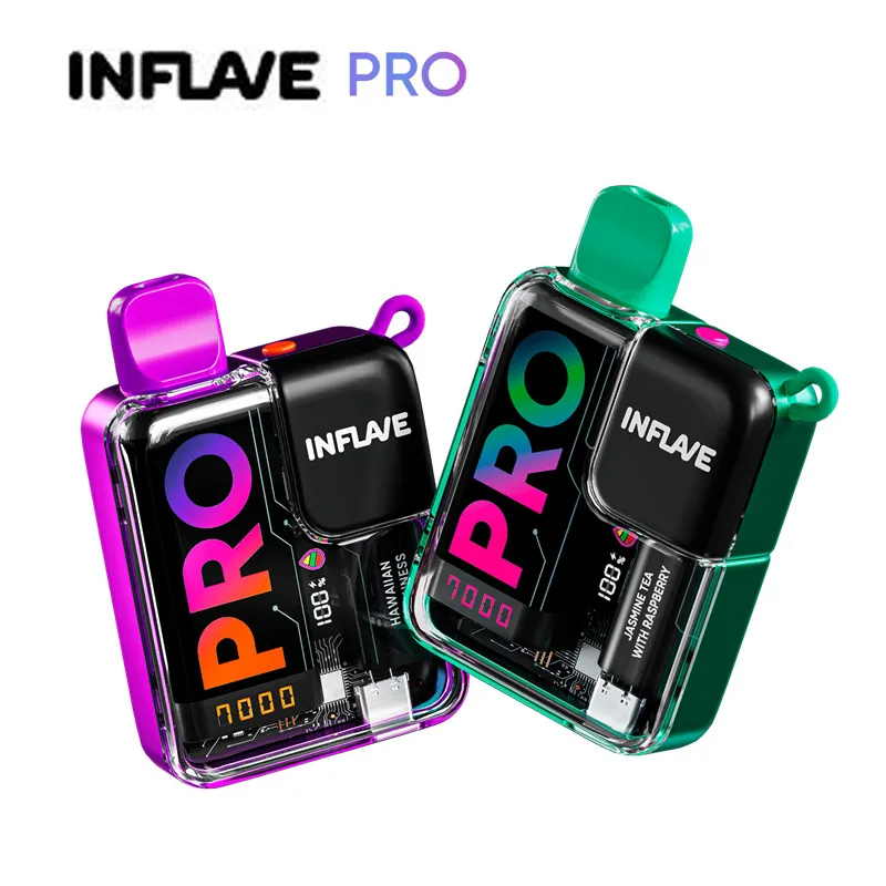 Originele INFLAVE PRO Digital 7000 7K trekjes Wegwerp e-sigaretten Snel opladen Type-C Opladen 15 ml voorgevulde pod met batterij en ejuice-display 20 smaak 2/5%